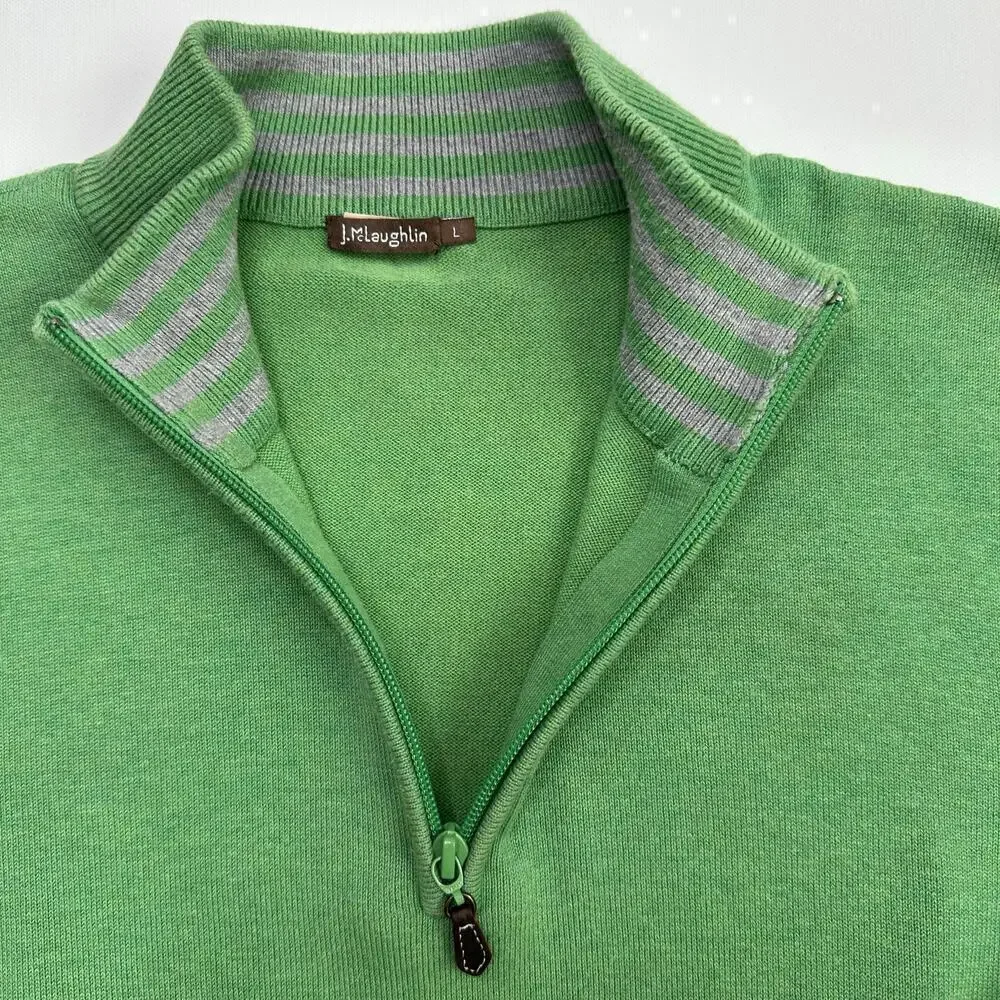 J. McLaughlin Men’s Green Quarter Zip Pullover Sweater